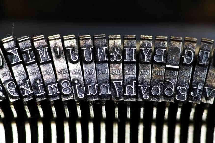 A photo of the alphabets of an old typewriter.