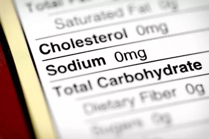 Nutritional label with focus on sodium.